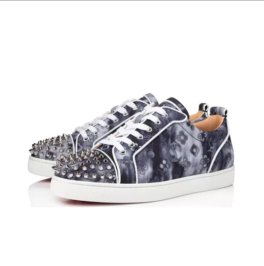 Giày Christian Louboutin Louis Flat Calf Spikes 'Multi Silver' 1210811M251 - Ảnh 2