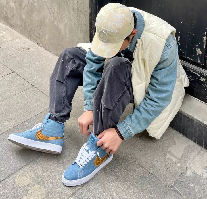 Giày Nike Supreme x Zoom Blazer Mid QS SB 'Denim' DX8421-400 - Ảnh 4