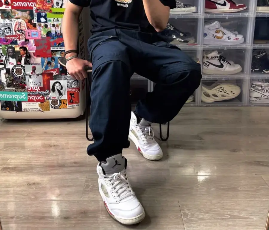 Giày Nike Supreme x Air Jordan 5 Retro 'White' 824371-101 - Ảnh 3