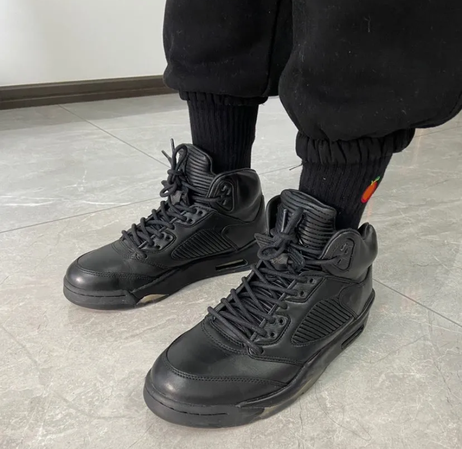 Giày Nike Air Jordan 5 Retro Premium 'Triple Black' 881432-010 - Ảnh 3