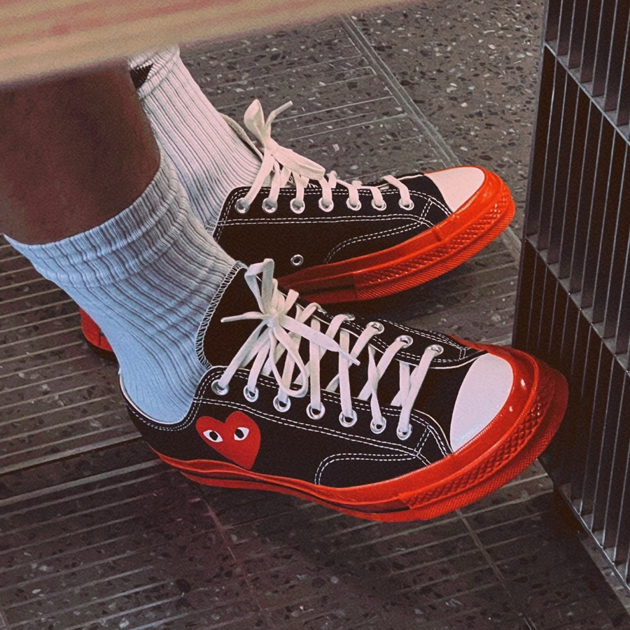 Giày Converse Comme des Garçons Play x Chuck 70 Low 'Black Red' A01795C - Ảnh 3