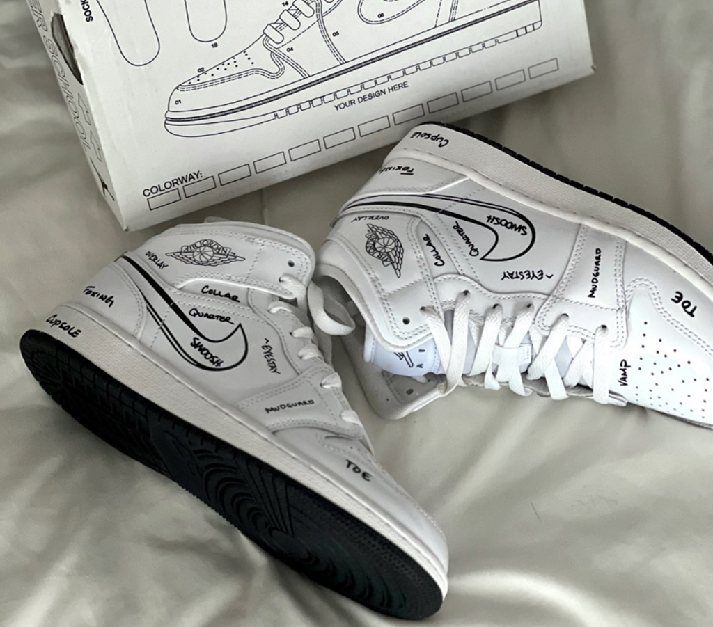 Giày Nike Air Jordan 1 Mid GS ‘Schematic’ DQ1864-100 - Ảnh 3