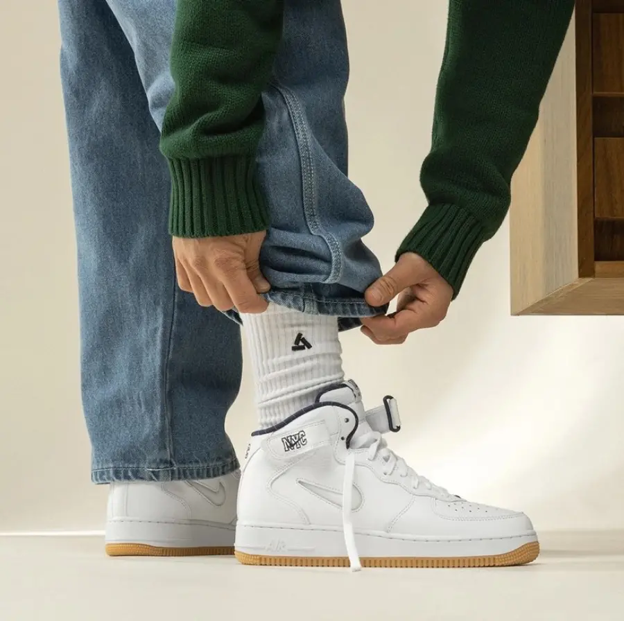 Giày Nike Air Force 1 Mid Jewel NYC 'White Navy Blue' DH5622-100 - Ảnh 4