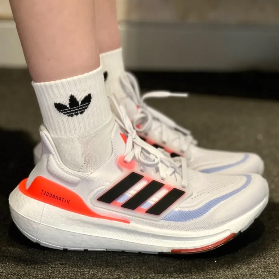 Alternative view of Giày Adidas Ultra Boost Light 'White Black Solar Red' HQ6351