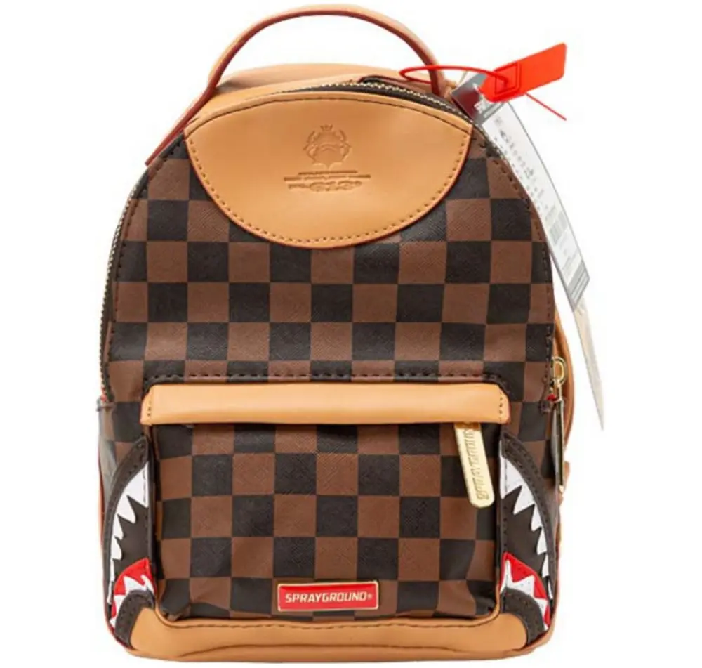 Balo Sprayground Retro Checkerboard Shark Mouth 'Brown' W0735708