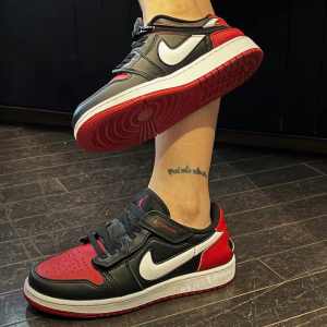 Alternative view of Giày Nike Air Jordan 1 Low FlyEase 'Black White Gym Red' DM1206-066