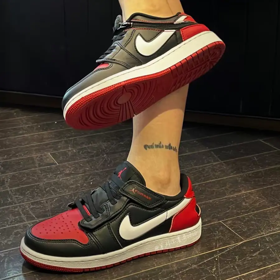 Alternative view of Giày Nike Air Jordan 1 Low FlyEase 'Black White Gym Red' DM1206-066