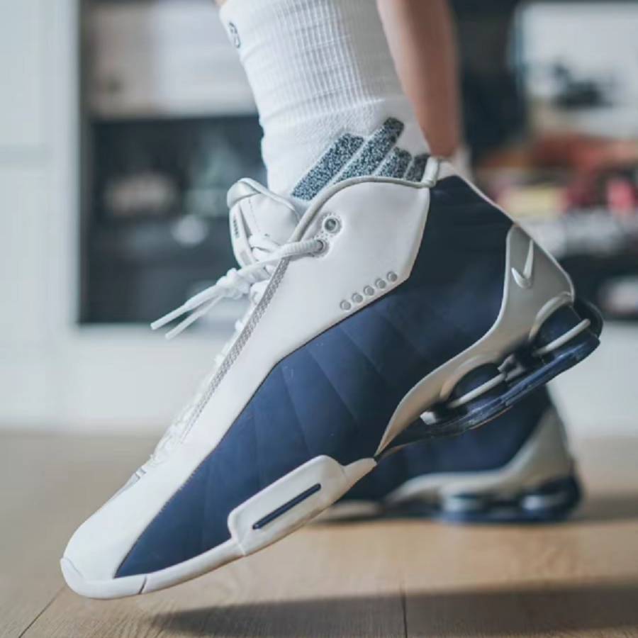 Giày Nike Shox BB4 'White Silver Navy' AT7843-100 - Ảnh 3