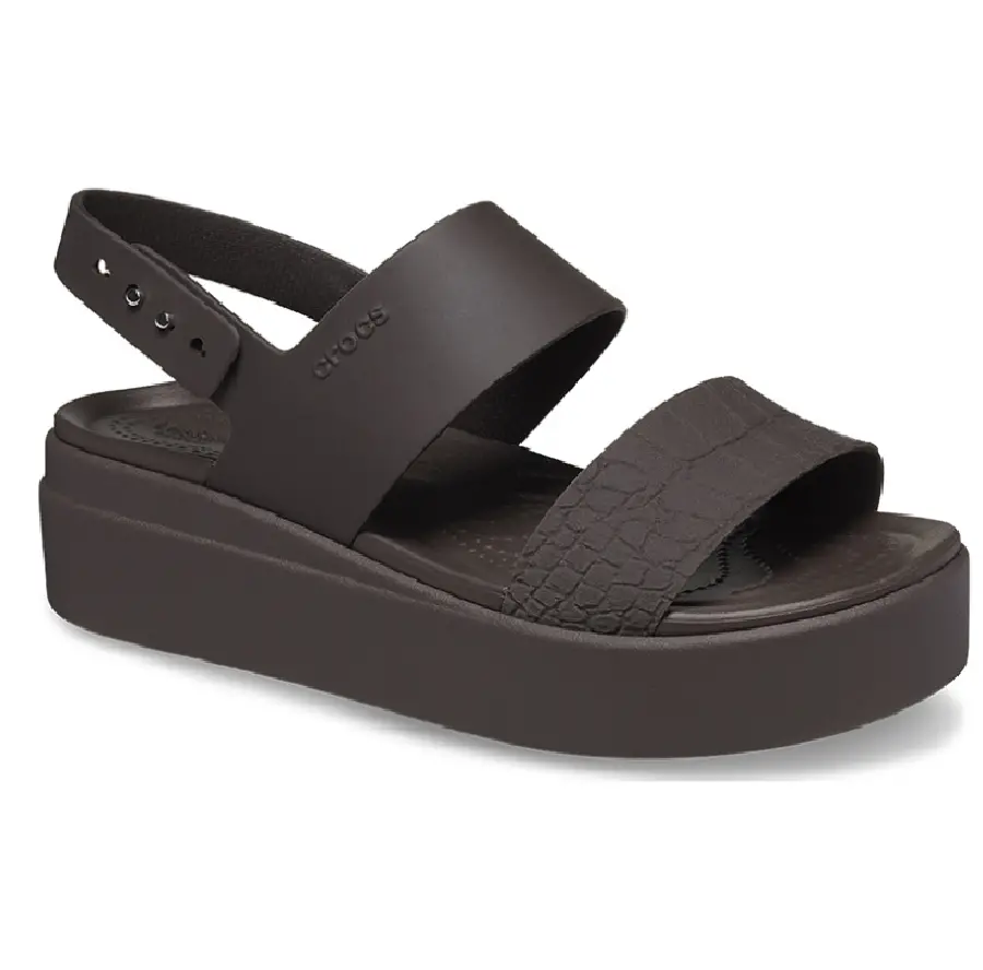 Dép Crocs Brooklyn Croco Low Espresso Sandal 208585-206 - Ảnh 6