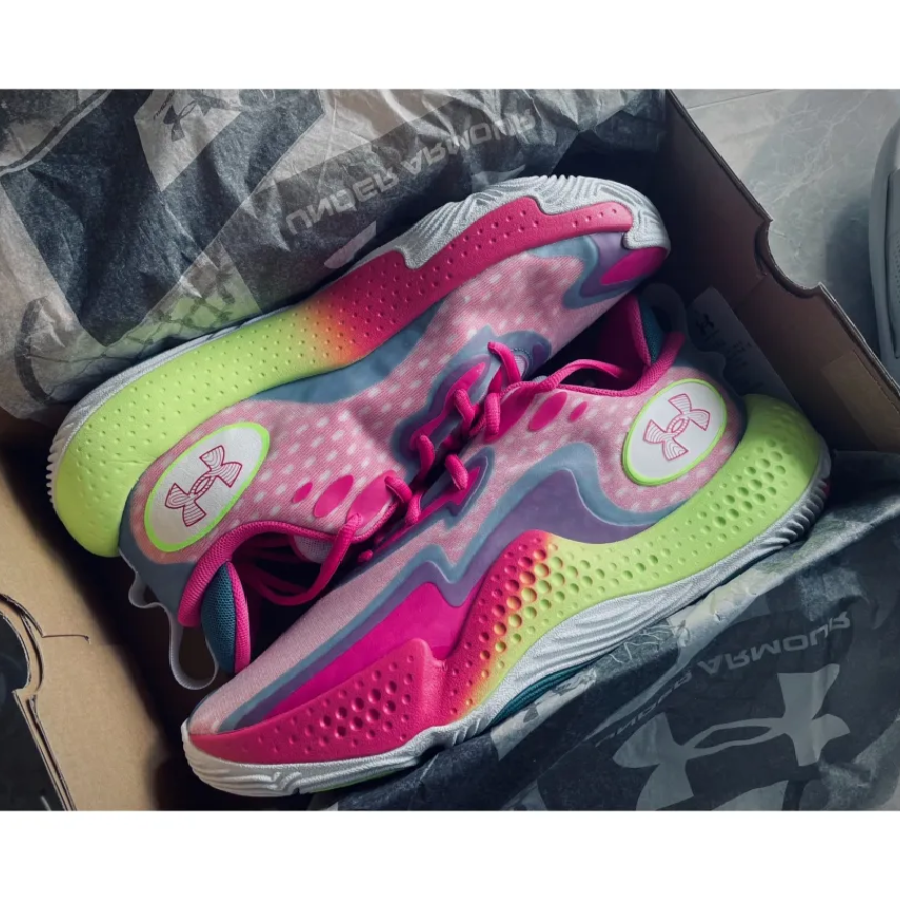 Giày Under Armour Spawn 5 'White Lime Pink' 3026285-100 - Ảnh 5