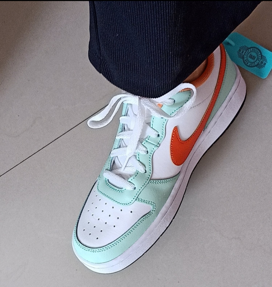 Giày Nike Court Borough Low 2 GS 'Mint Foam Safety Orange' FN3687-181 - Ảnh 2