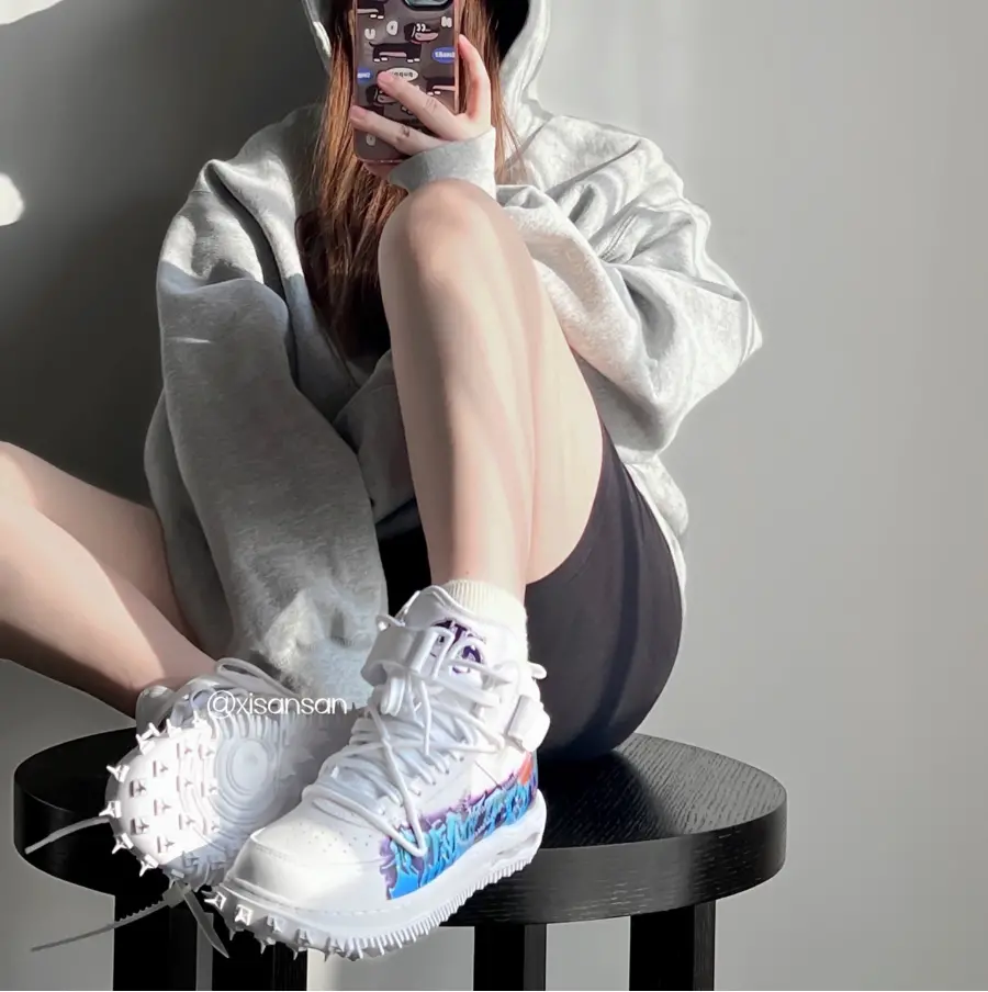 Giày Nike Off-White x Air Force 1 Mid 'Graffiti' DR0500-100 - Ảnh 5