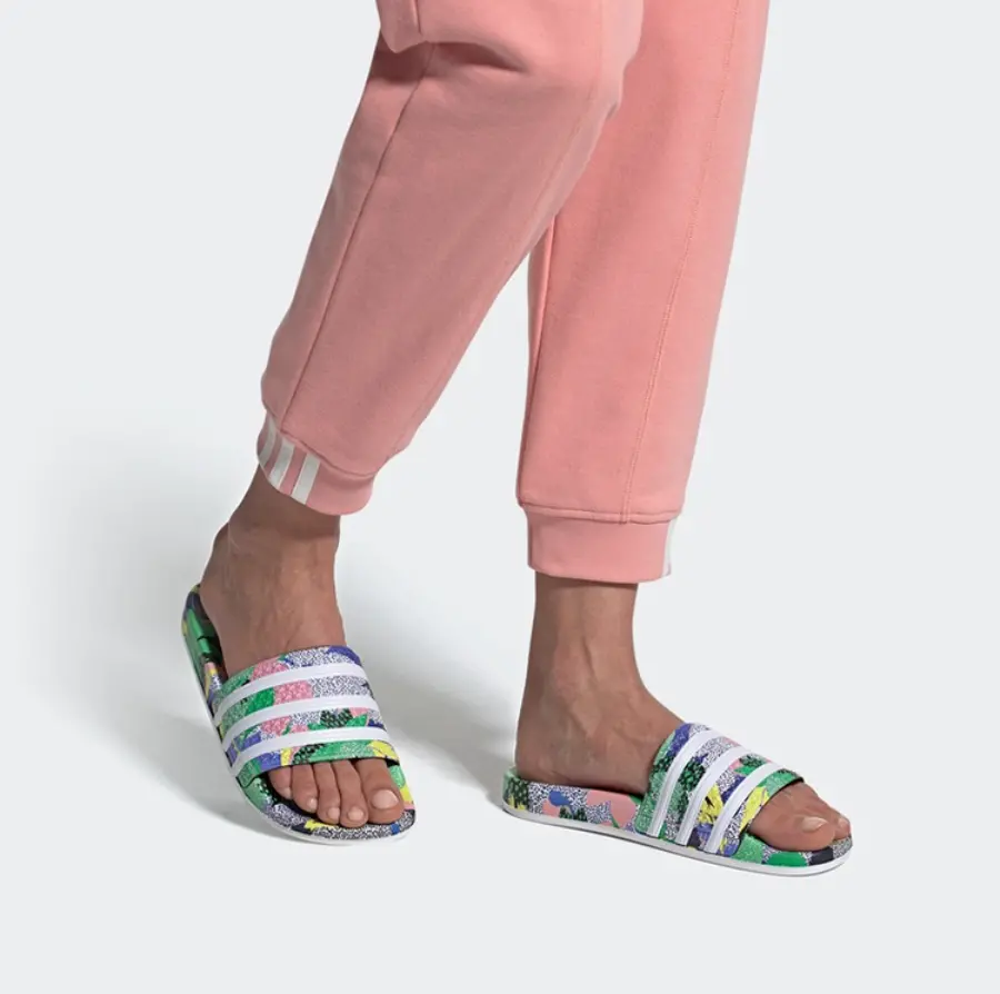 Alternative view of Dép Adidas Adilette Flowers Slippers 'Red Blue Pink' FW2529