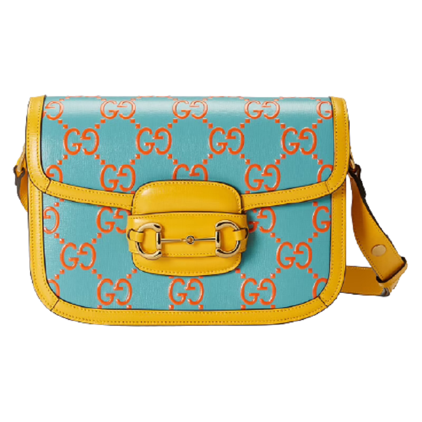 Túi Gucci Horsebit 1955 Small Blue And Yellow Leather 602204-UGMBG-4282