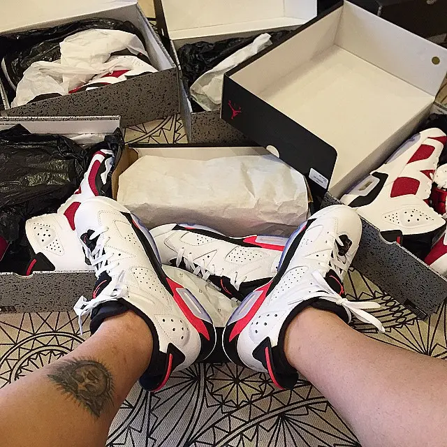 Giày Nike Jordan 6 Retro Low 'White Infrared' 304401-123 - Ảnh 4