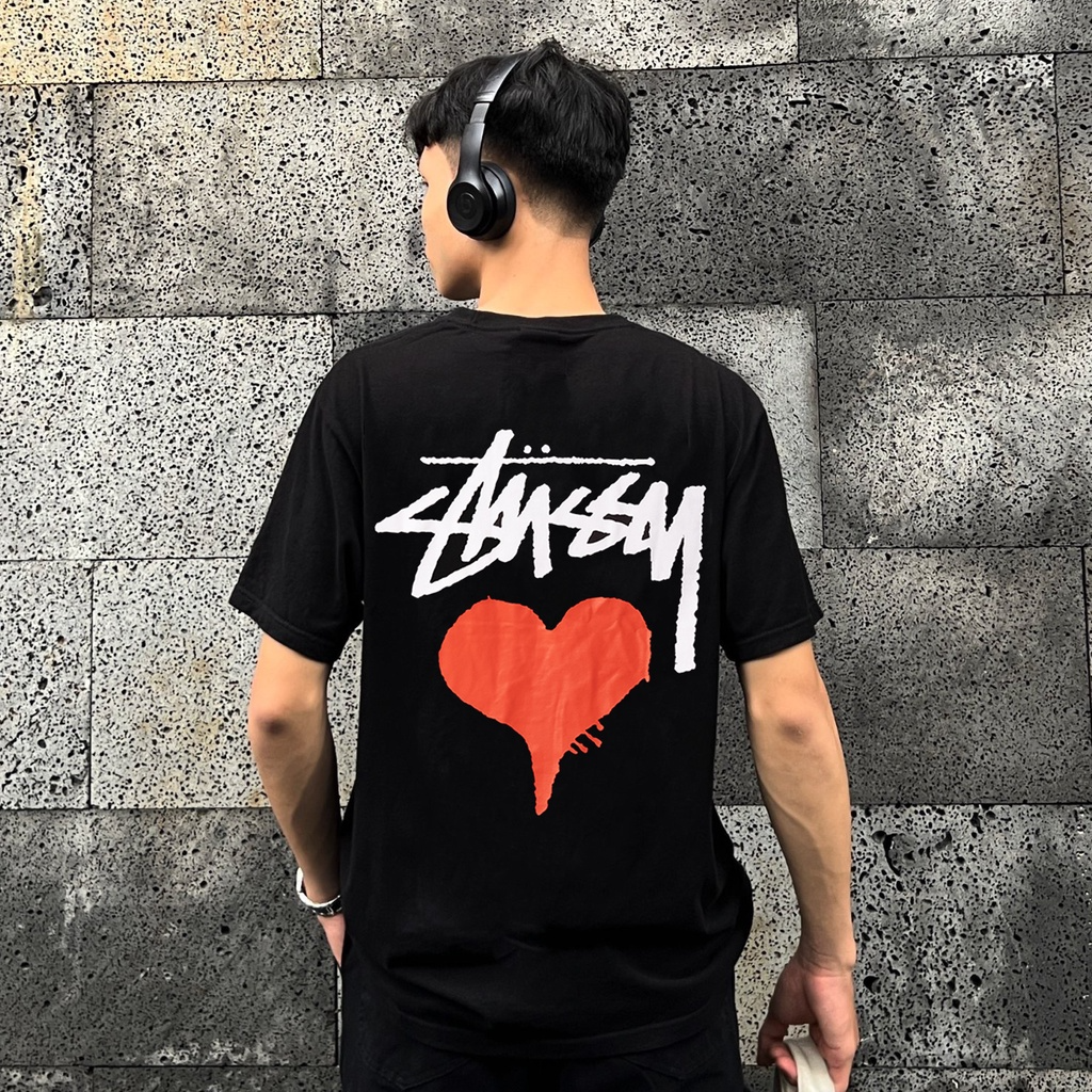 Áo Stussy Stock Heart T-shirt 'Black' - Ảnh 4