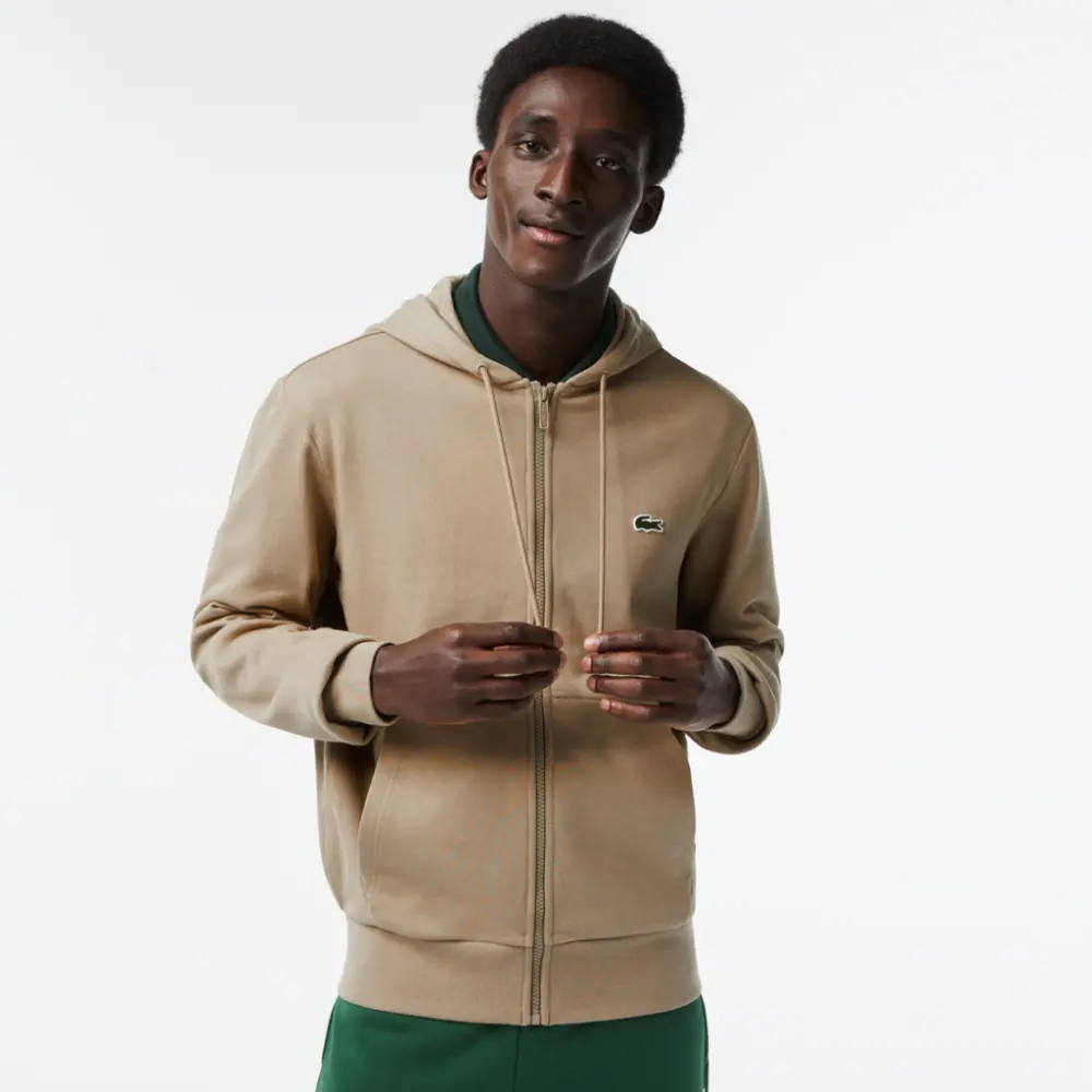 Áo Lacoste Organic Cotton Zip-up Sweatshirt 'Beige' SH2566-53G-CB8 - Ảnh 3