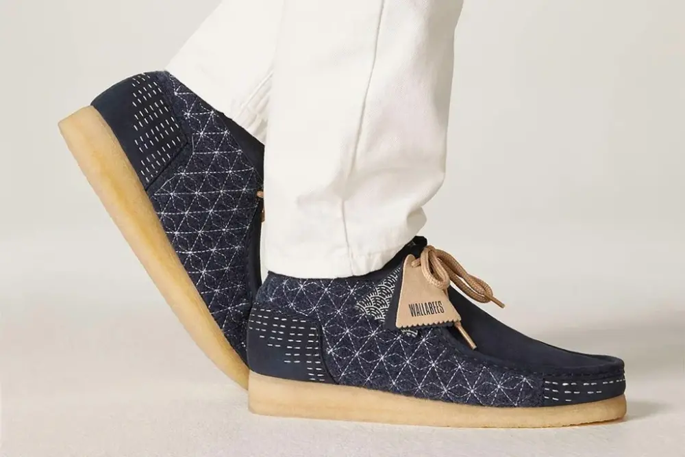 Giày Clarks Wallabee Boot 'Navy Shashiko' 261-69152 - Ảnh 3