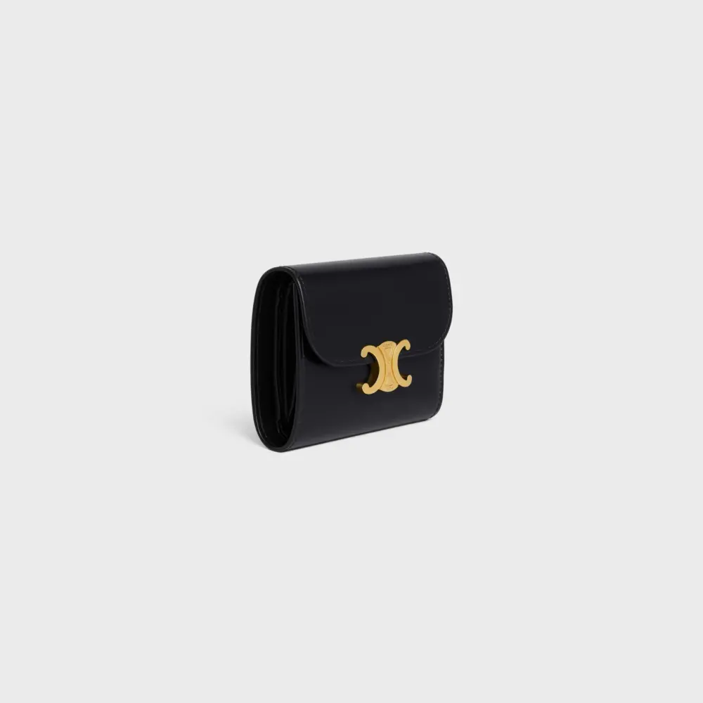 Ví Celine Small Wallet Triomphe In Shiny Calfskin 'Black' 10D783DPV-38NO - Ảnh 5