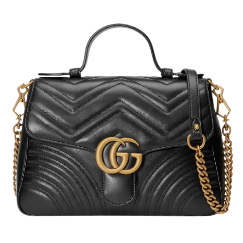 Túi Gucci Black Leather GG Marmont Small Top Handle Bag 498110 DTDIT 1000