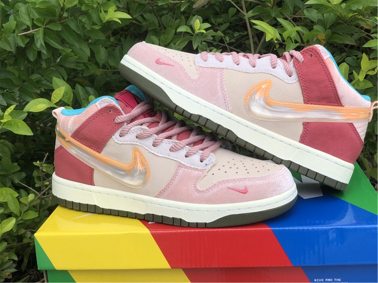 Giày Nike Social Status x Dunk Mid 'Strawberry Milk' DJ1173-600 - Ảnh 2