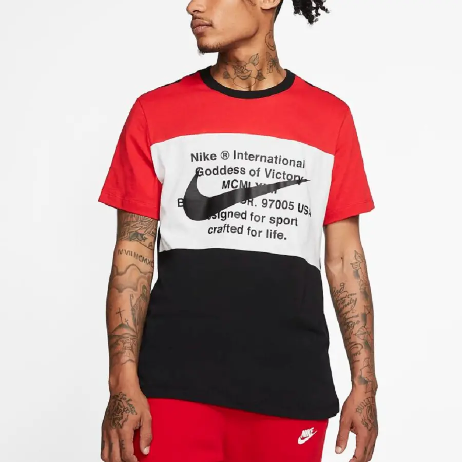Áo Nike Sportswear Swoosh Shortsleeve Shirt ‘BlackRedWhite’ CU9736-010 - Ảnh 5
