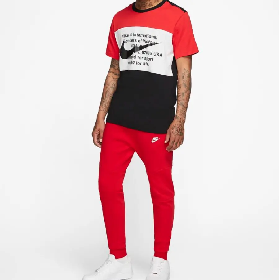 Alternative view of Áo Nike Sportswear Swoosh Shortsleeve Shirt ‘BlackRedWhite’ CU9736-010