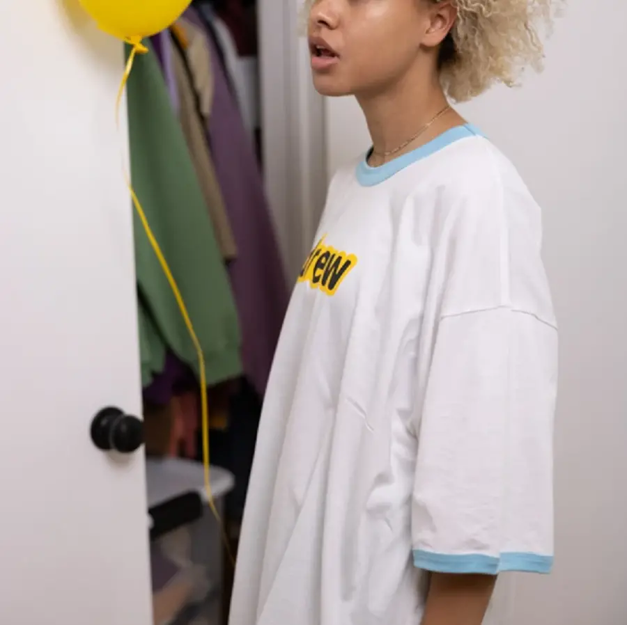 Áo Drew House Oversized Secret SS Ringer Tee White Sea Blue - Ảnh 4