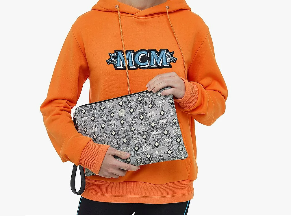 Túi MCM Standing Wristlet Pouch in Vintage Jacquard Monogram MXZBATQ01EG001 - Ảnh 4