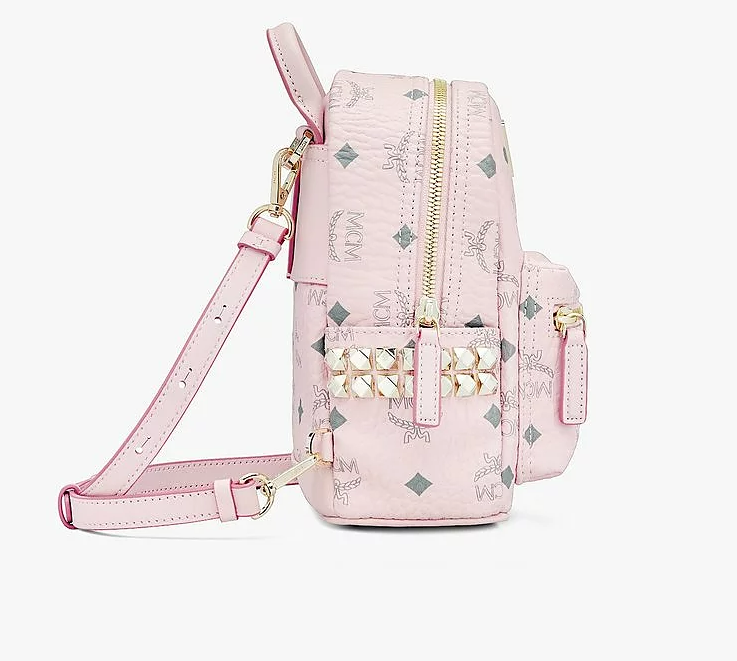Balo MCM Stark Studs Backpack Visetos 'Pink' MMKAAVE13QH001 - Ảnh 3