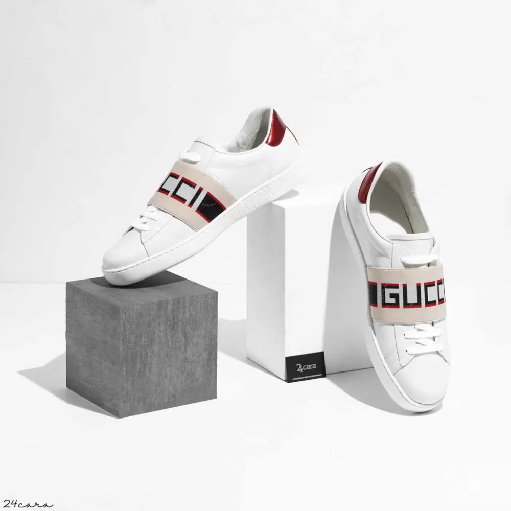 Giày Gucci Stripe Leather Sneaker 'White Red Black' 523469-0FIV0-9091 - Ảnh 4