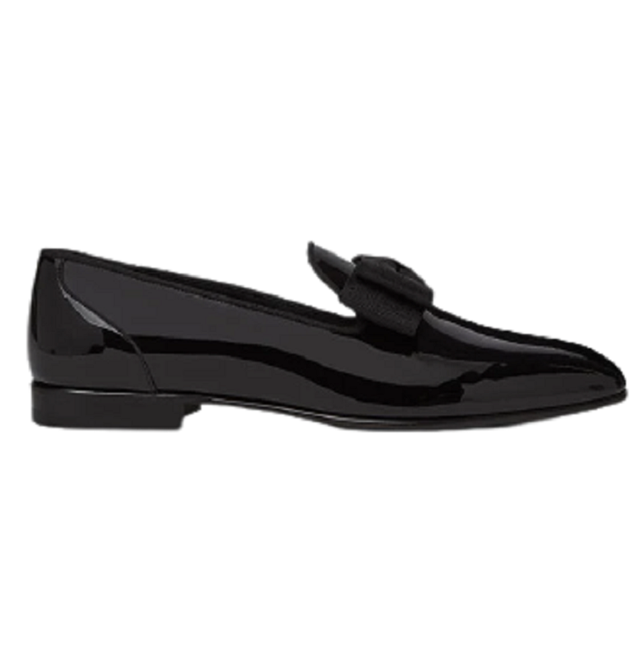 Giày Versace Leather Bow Slippers Black 1003699-1A02333-1B000