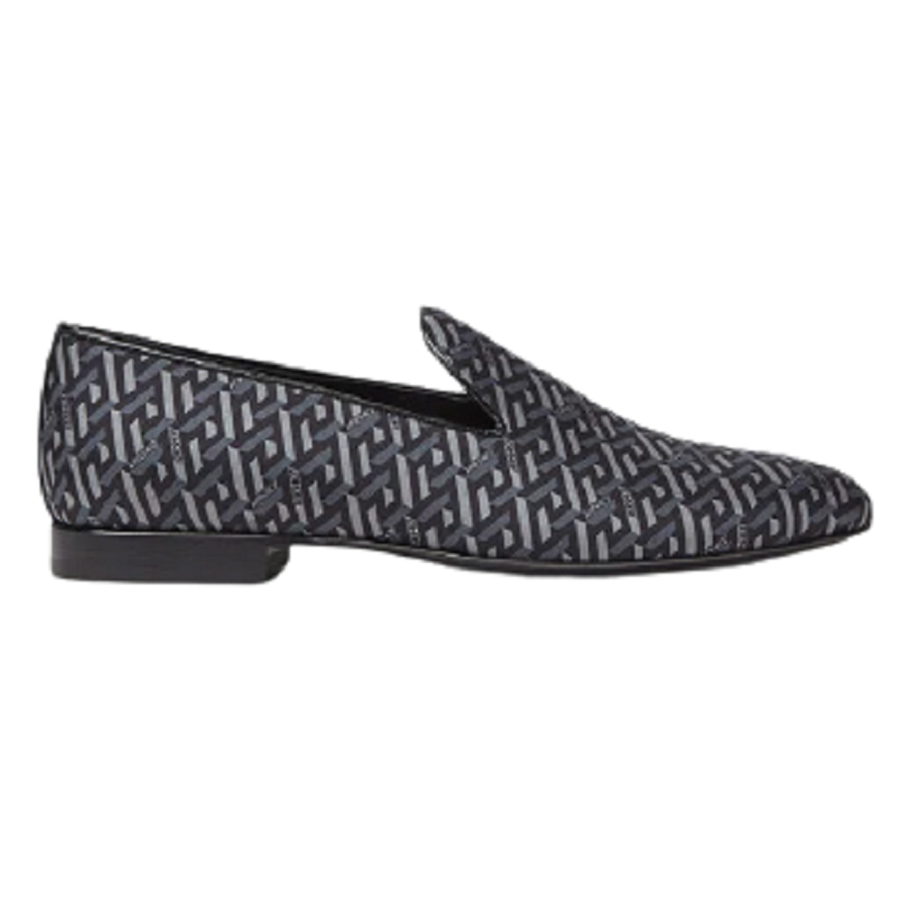 Giày Versace La Greca Jacquard Slippers Black Gray DSU6488-1A01742-5B050