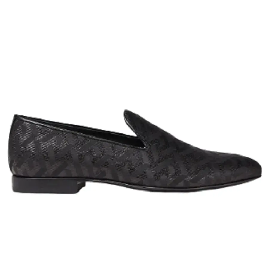 Giày Versace La Greca Metallic Jacquard Slippers Black DSU6488-1A01741-1B000