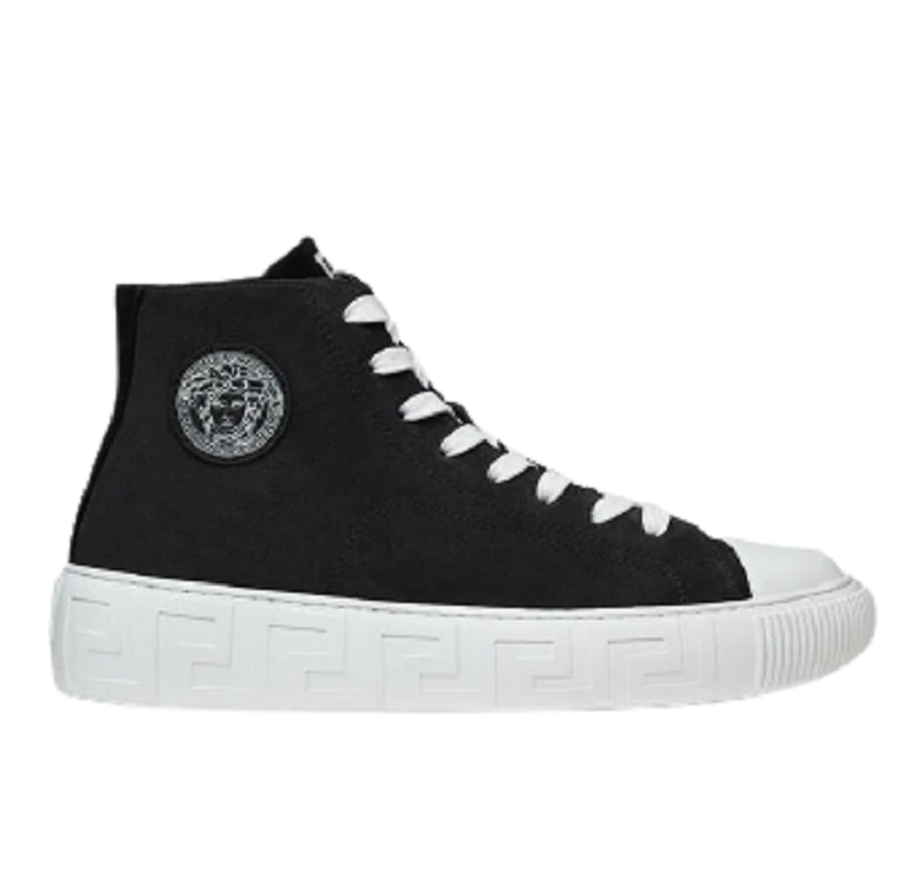 Giày Versace Greca Suede High Top Trainers Black DSU8403-1A00784-1B000
