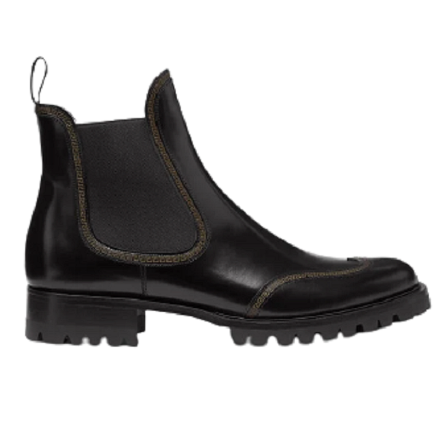 Giày Versace Leather Chelsea Boots Black 1000777-D9VAC-1B000