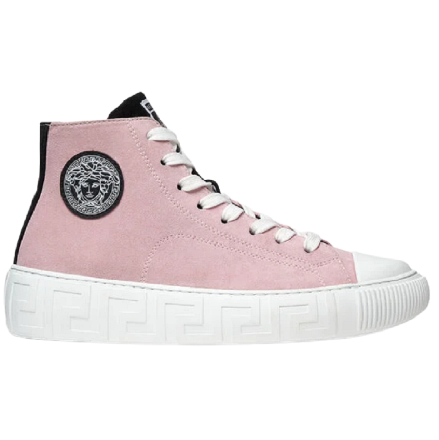Giày Versace Greca Suede High Top Trainers Black Pink DST643D-1A00784-2P370