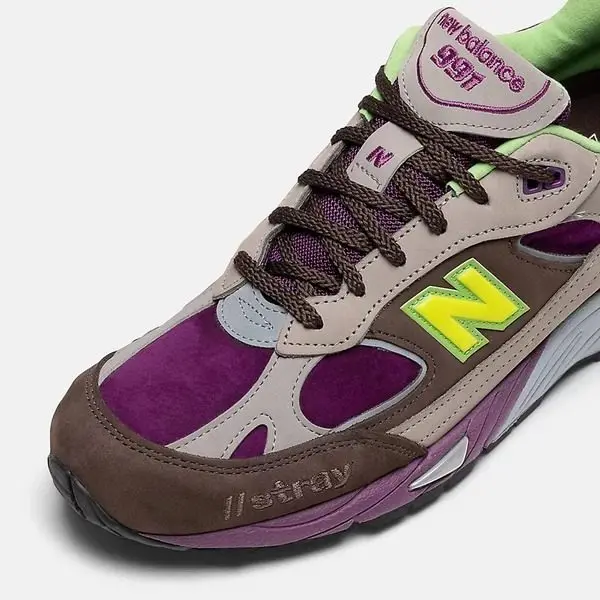 Giày New Balance "Purple Green" x Sneaktorious Stray Rats M991SRG - Ảnh 4