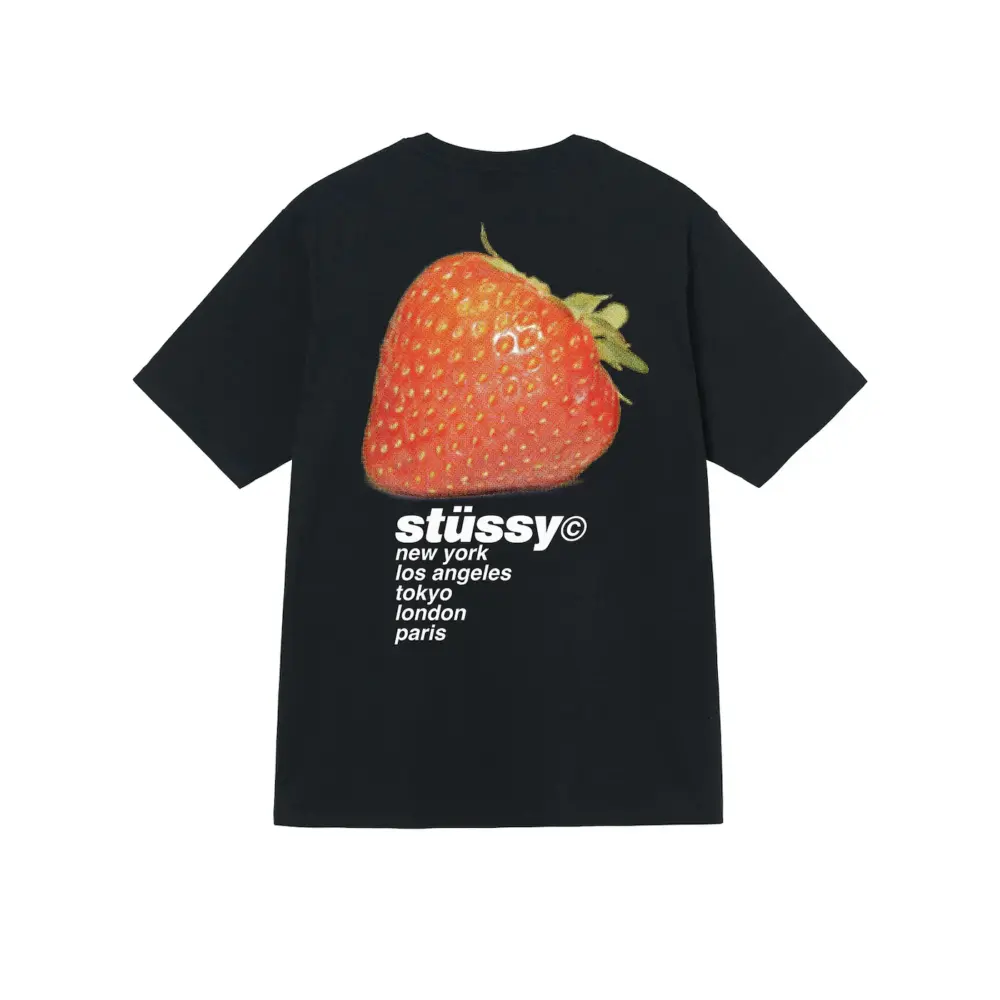 Áo Stussy SS22 Strawberry Tee 'Black' 1904769-BLK