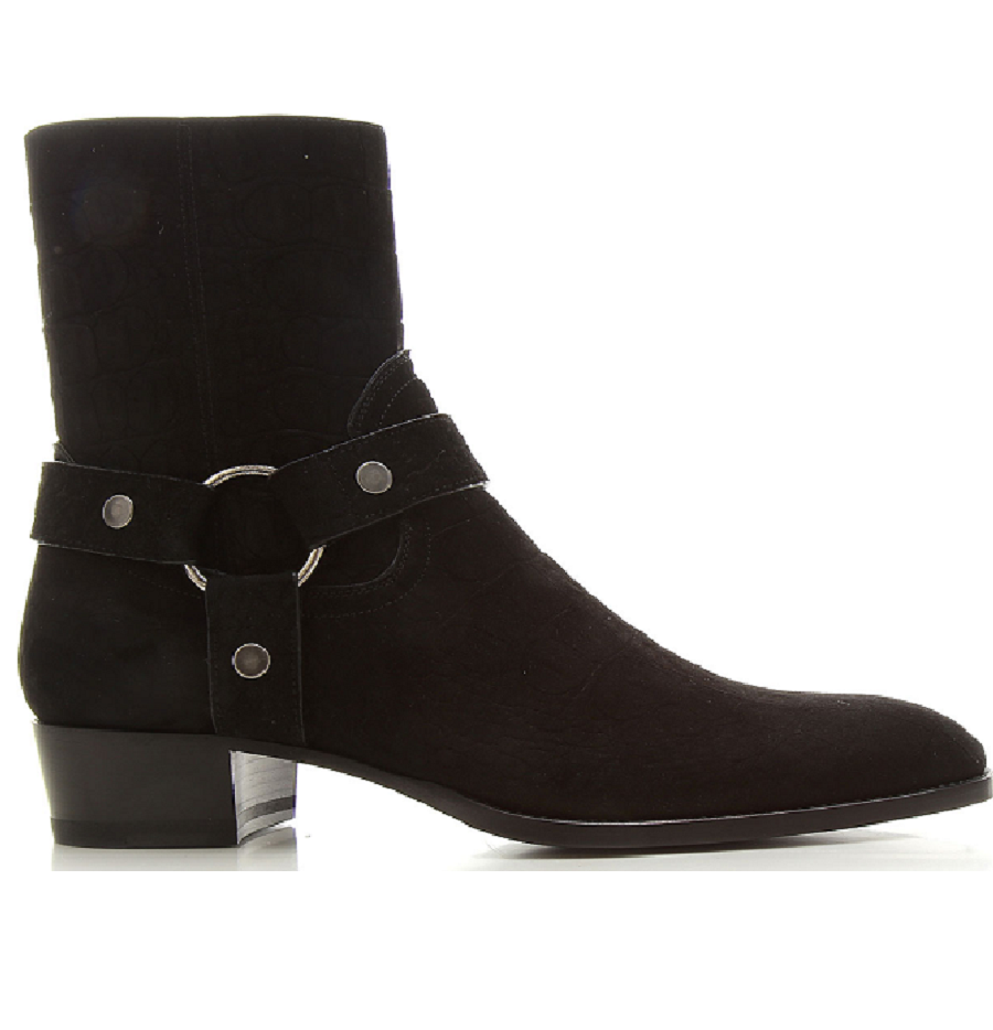 Giày Saint Laurent Wyatt Crocodile Embossed Suede Harness Boot 6035151Y2001000