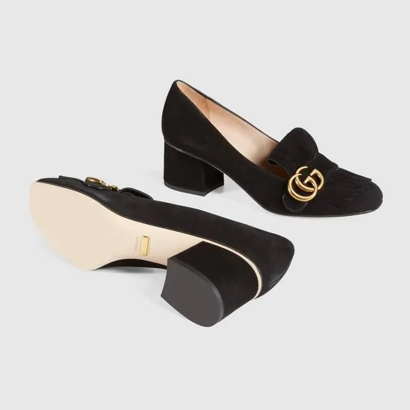 Giày Gucci Leather Mid-Heel Pump 408208-C2000-1000 - Ảnh 6