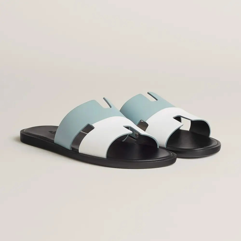 Dép Hermes Izmir Sandal 'Vert D'eau Blanc' H172460ZHVD390 - Ảnh 4