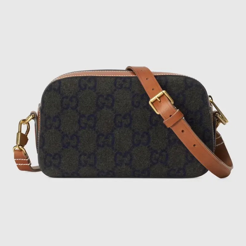 Túi Gucci Shoulder With Gucci Script Logo Dark Green And Brown Leather 671625-2K3ET-3380 - Ảnh 3