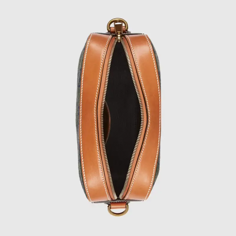 Alternative view of Túi Gucci Shoulder With Gucci Script Logo Dark Green And Brown Leather 671625-2K3ET-3380