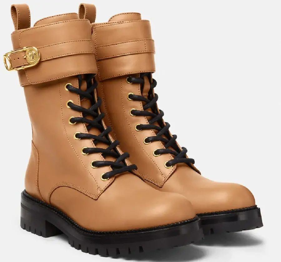 Giày Versace Safety Pin Leather Boots DST419E-DVTA3-1K26V - Ảnh 5