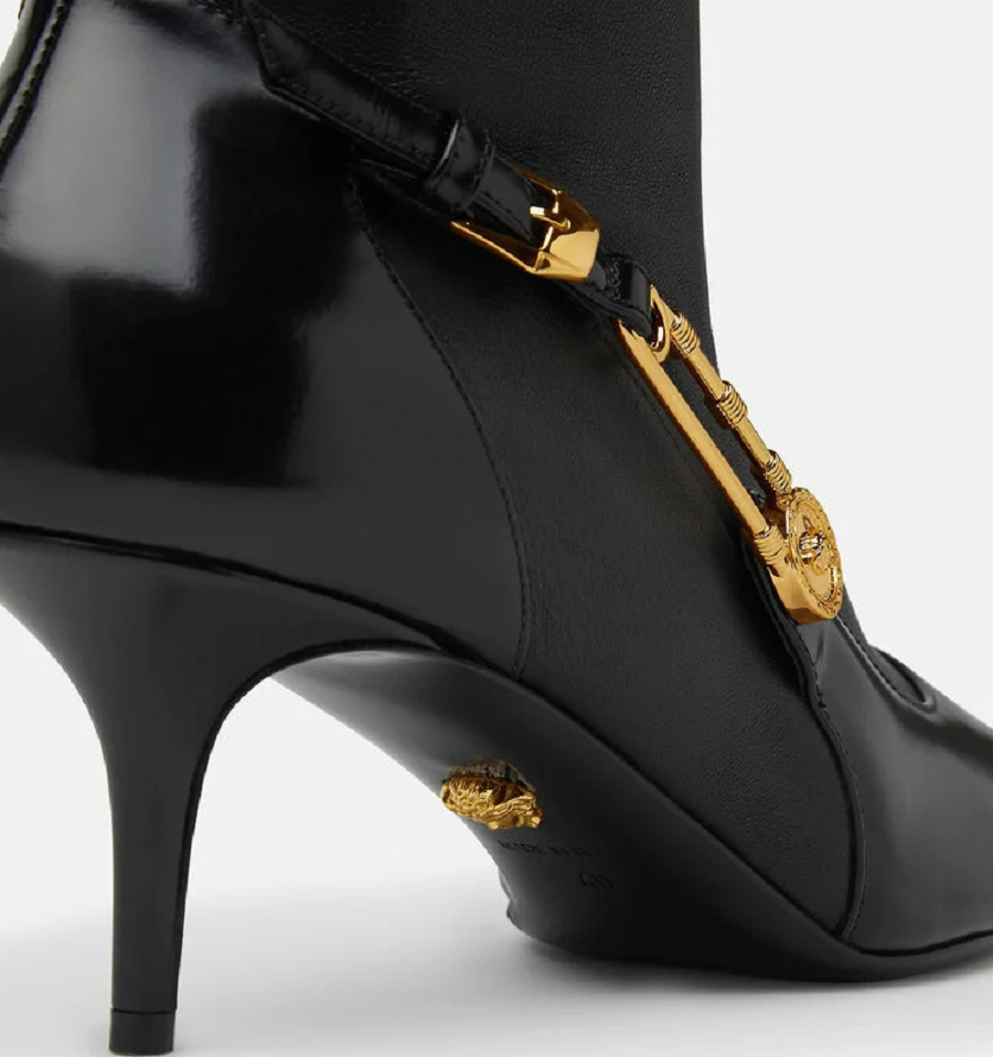 Giày Versace Safety Pin Leather Knee-High Boots DST475H-DNA28-D41OH - Ảnh 3