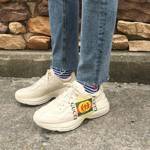 Giày Gucci Rhyton Leather Sneaker Vintage Logo 500878-DRW00-9522 - Ảnh 9