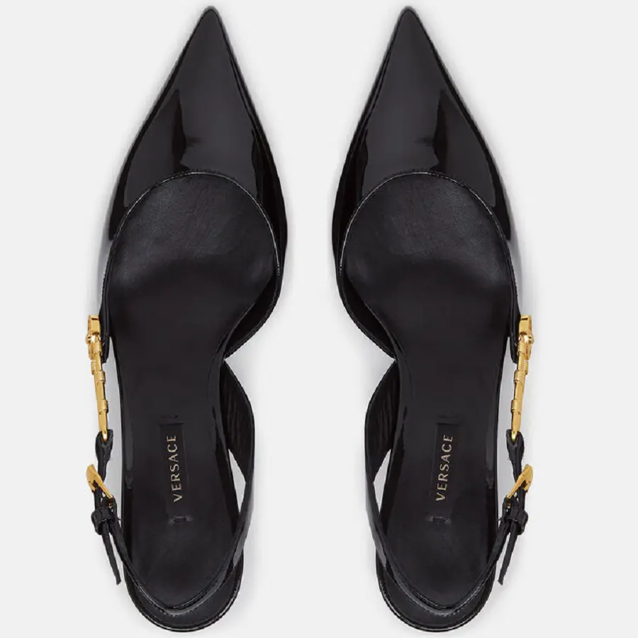 Giày Versace Safety Pin Patent Mid-Heel Pumps DST541H-D2VE-KVO41 - Ảnh 3