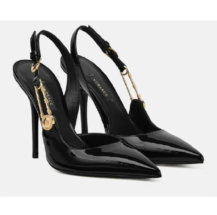 Giày Versace Safety Pin Pumps DST561P-D2VE-KVO41 - Ảnh 5