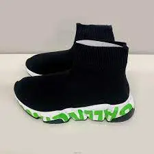 Alternative view of Giày Balenciaga Wmns Speed Sneaker 'Midsole Graffiti Black Fluo Green'  605942 W05GY 1935